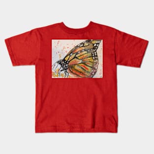 Orange Monarch Butterfly Watercolor Painting Kids T-Shirt